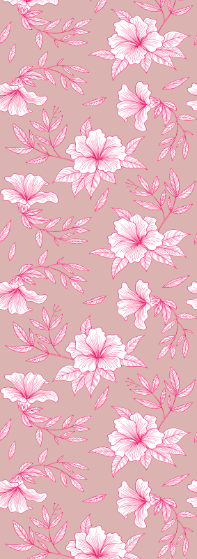 Nature vinyl rug neon pink lotus - TenStickers