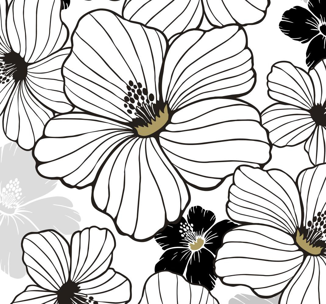 Nature vinyl rug with white hibiscus flower design - TenStickers