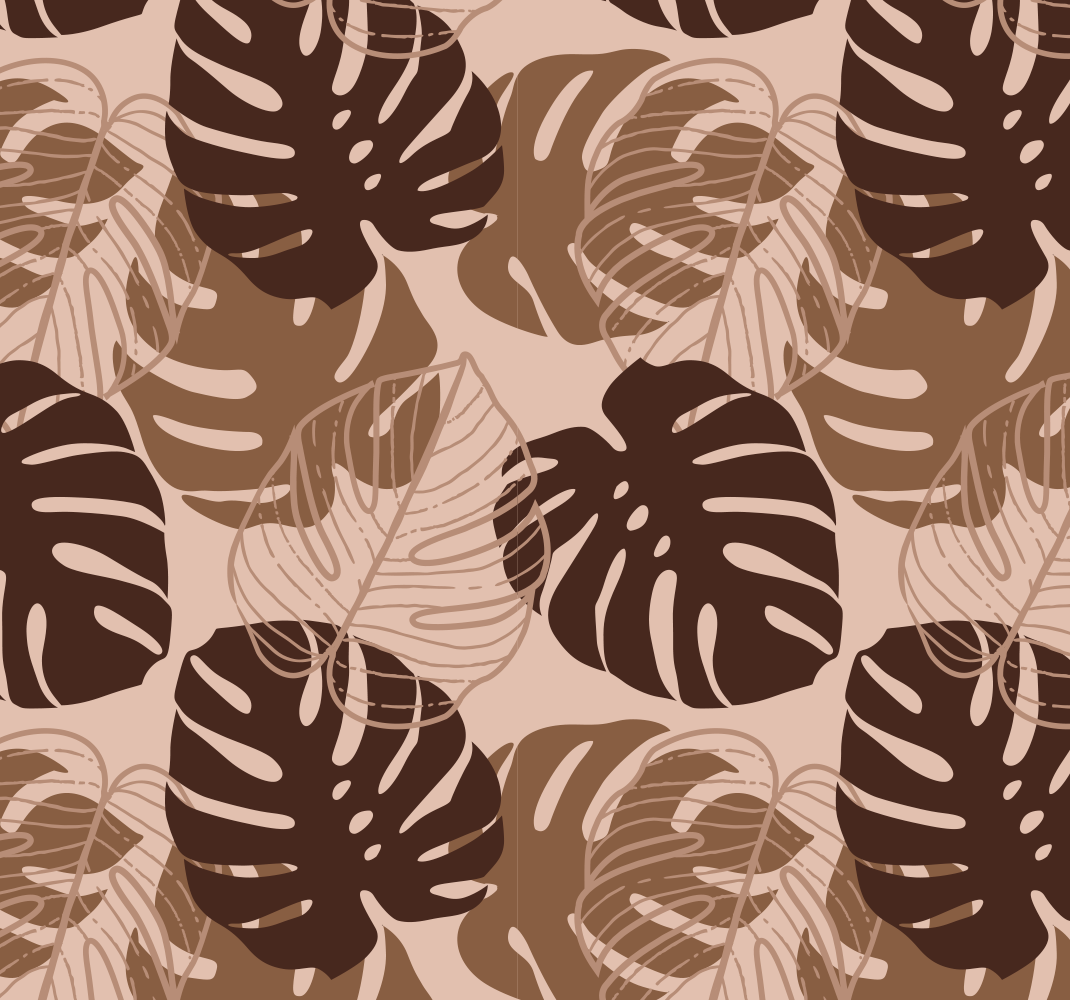 Nature vinyl rug brown tone monstera plant rug - TenStickers