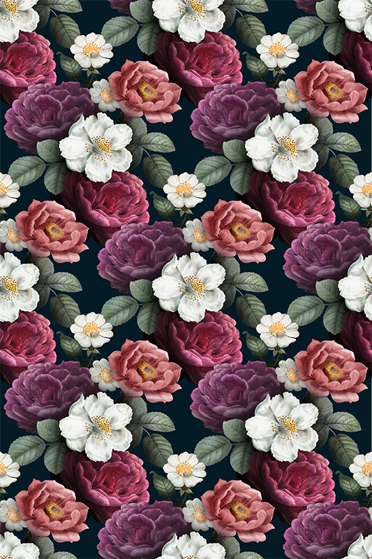 Nature vinyl rug white flower petals design - TenStickers