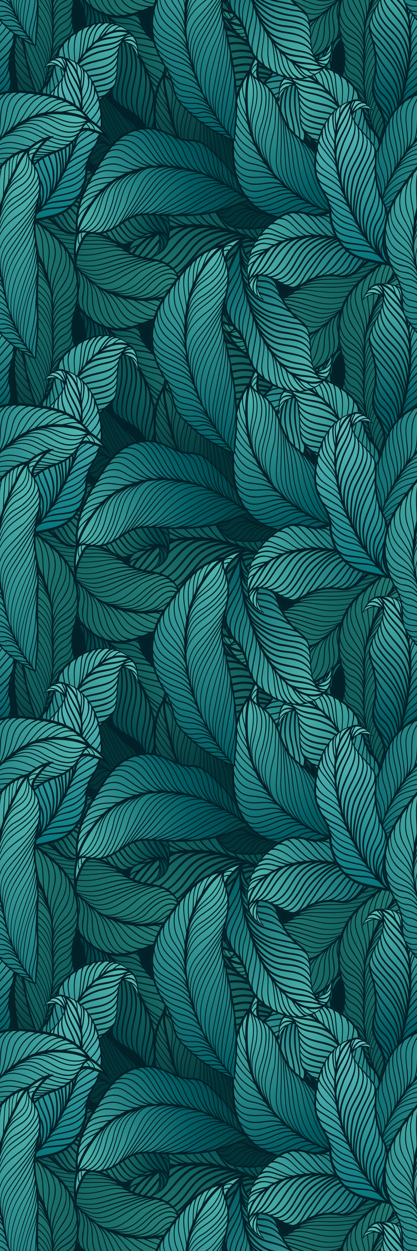 Nature vinyl rug wild dark green leaves design - TenStickers