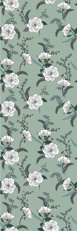 Nature vinyl rug with beautiful white magnolia tree - TenStickers