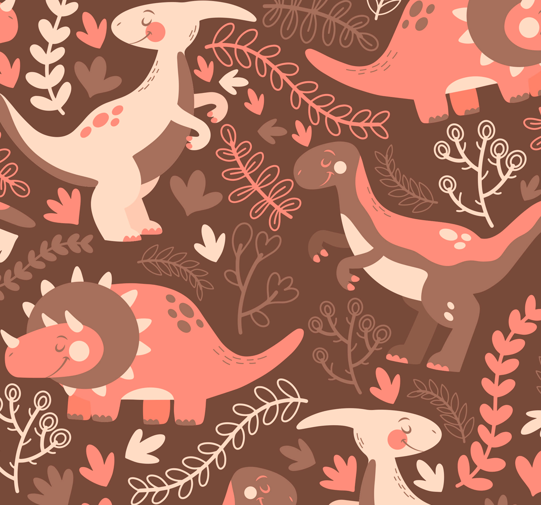Animal vinyl rug with dinosaur and leaf design - TenStickers