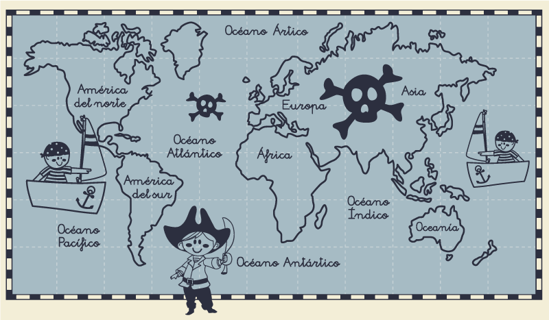 World map vinyl rug for pirates - TenStickers