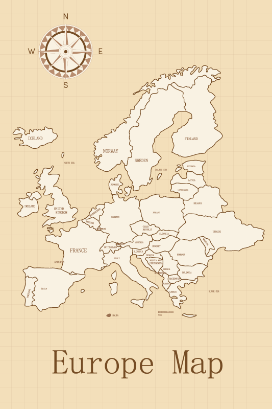 World map vinyl rug vintage europe style - TenStickers