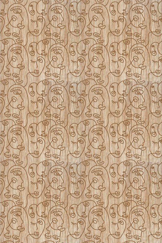 Textured vinyl rug with abstract beige women design - TenStickers