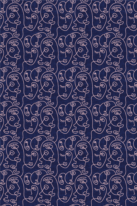 Textured vinyl rug featuring abstract blue women - TenStickers