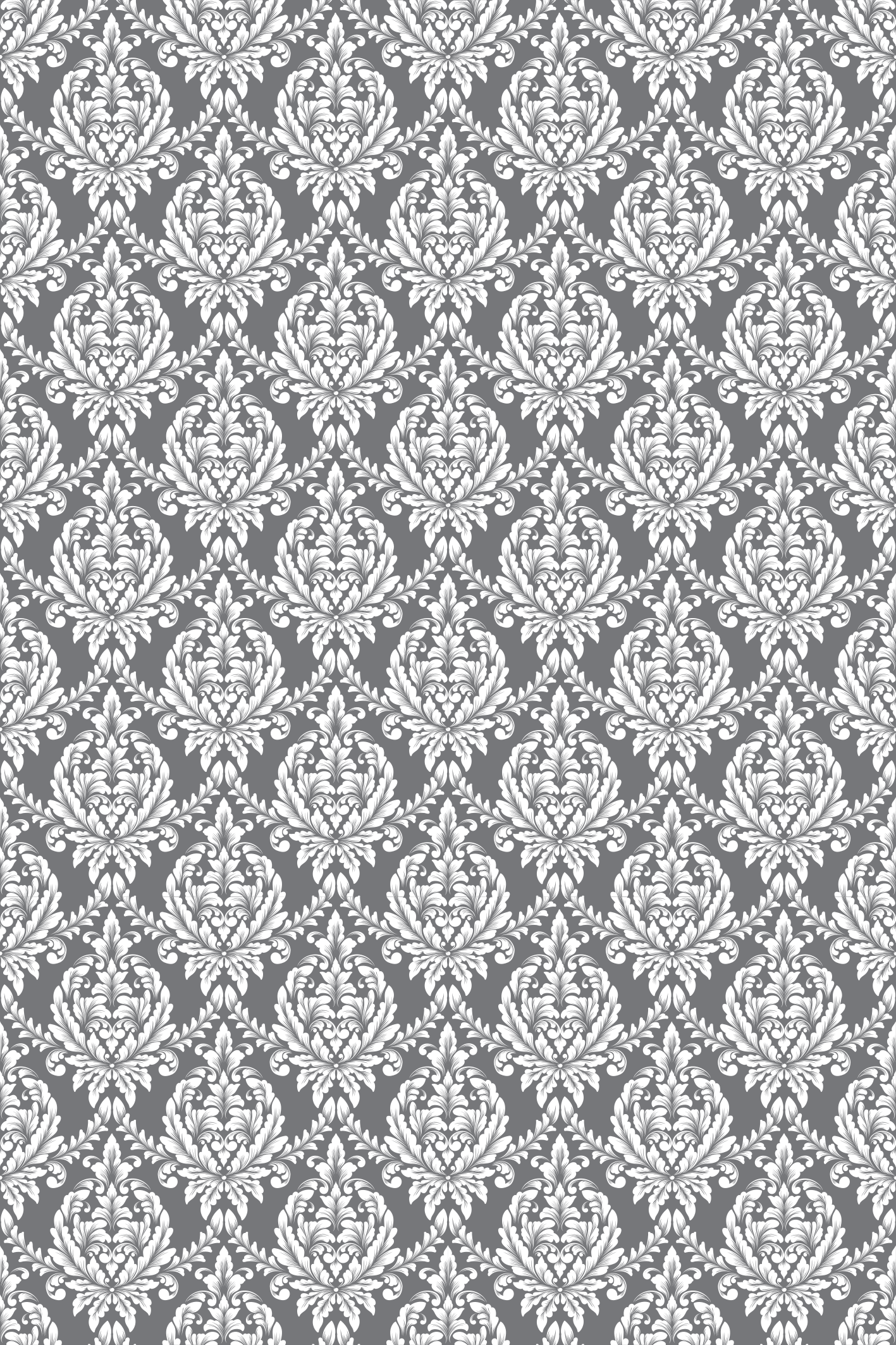 Textured vinyl rug with grey damask design - TenStickers