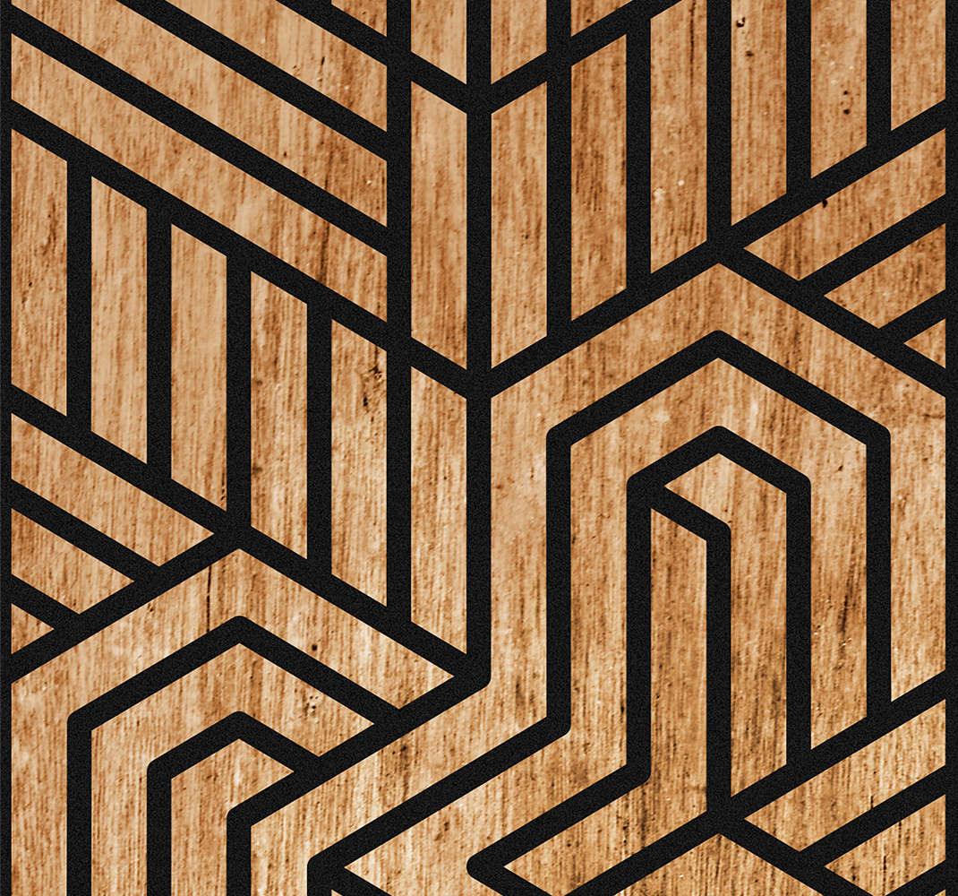 Textured vinyl rug with wooden geometric pattern - TenStickers