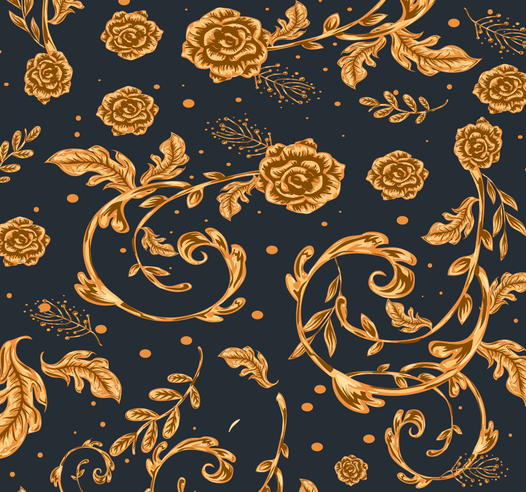 Vintage vinyl rug golden leaf design - TenStickers