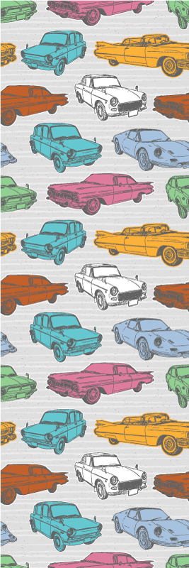 Vintage vinyl rug with colorful classic cars - TenStickers