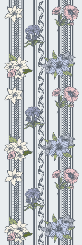 Vintage vinyl rug floral vintage stripe design - TenStickers