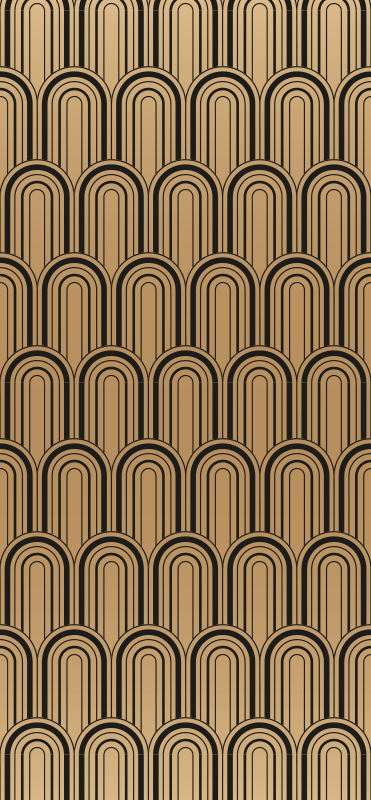 Vintage vinyl rug with golden arc decor pattern - TenStickers