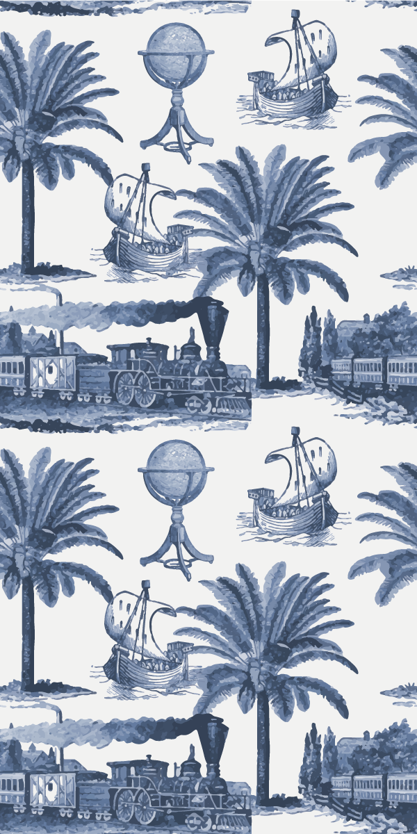 Vintage vinyl rug in blue french vintage pattern - TenStickers