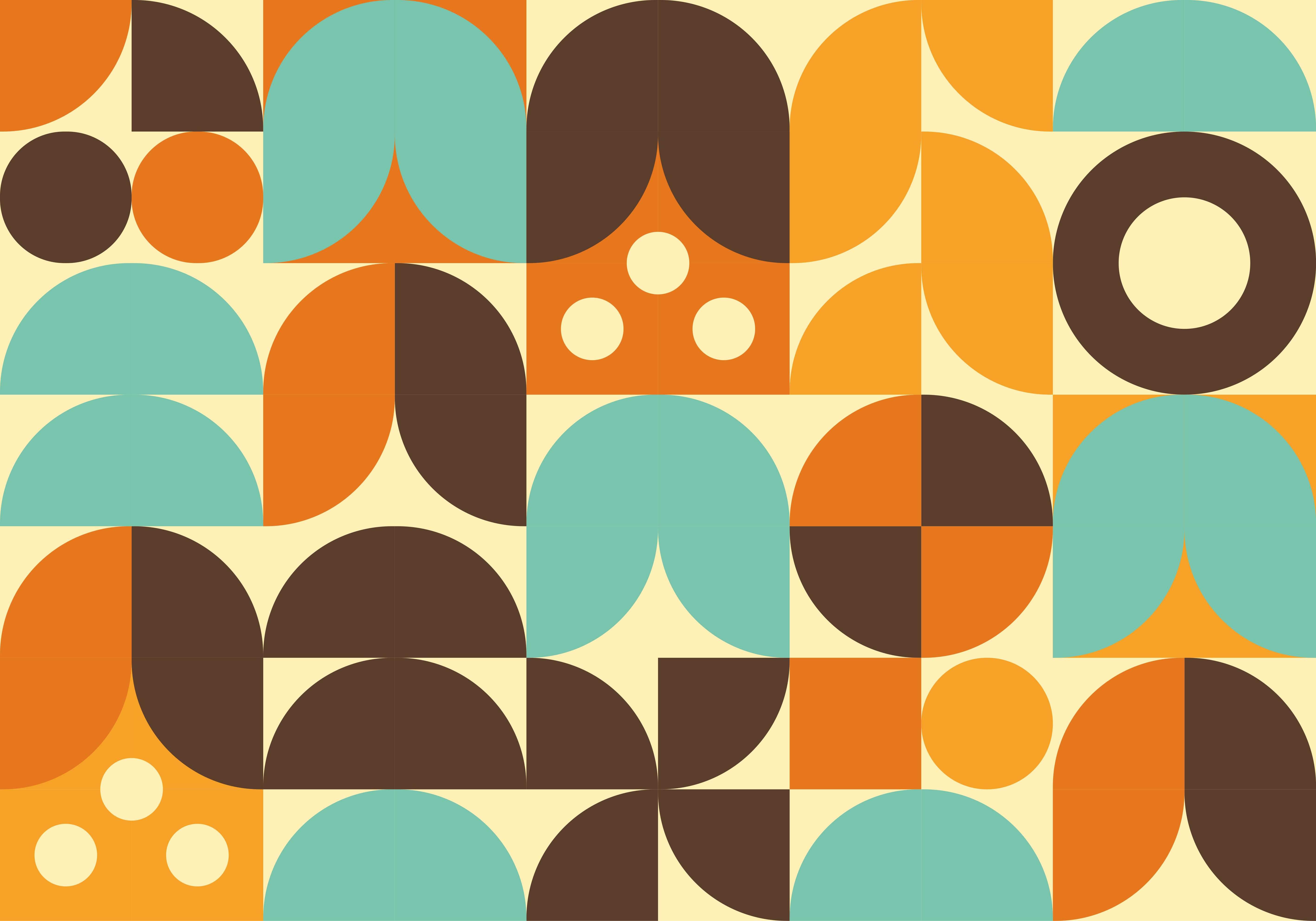 Vintage vinyl rug with 70's geometric abstract shapes - TenStickers