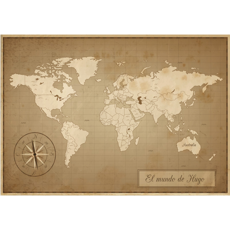 World map vinyl rug with vintage world map design - TenStickers