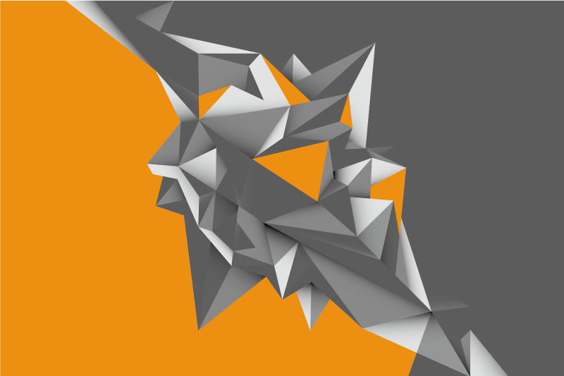 Geometric vinyl rug in gray and orange abstract shapes - TenStickers