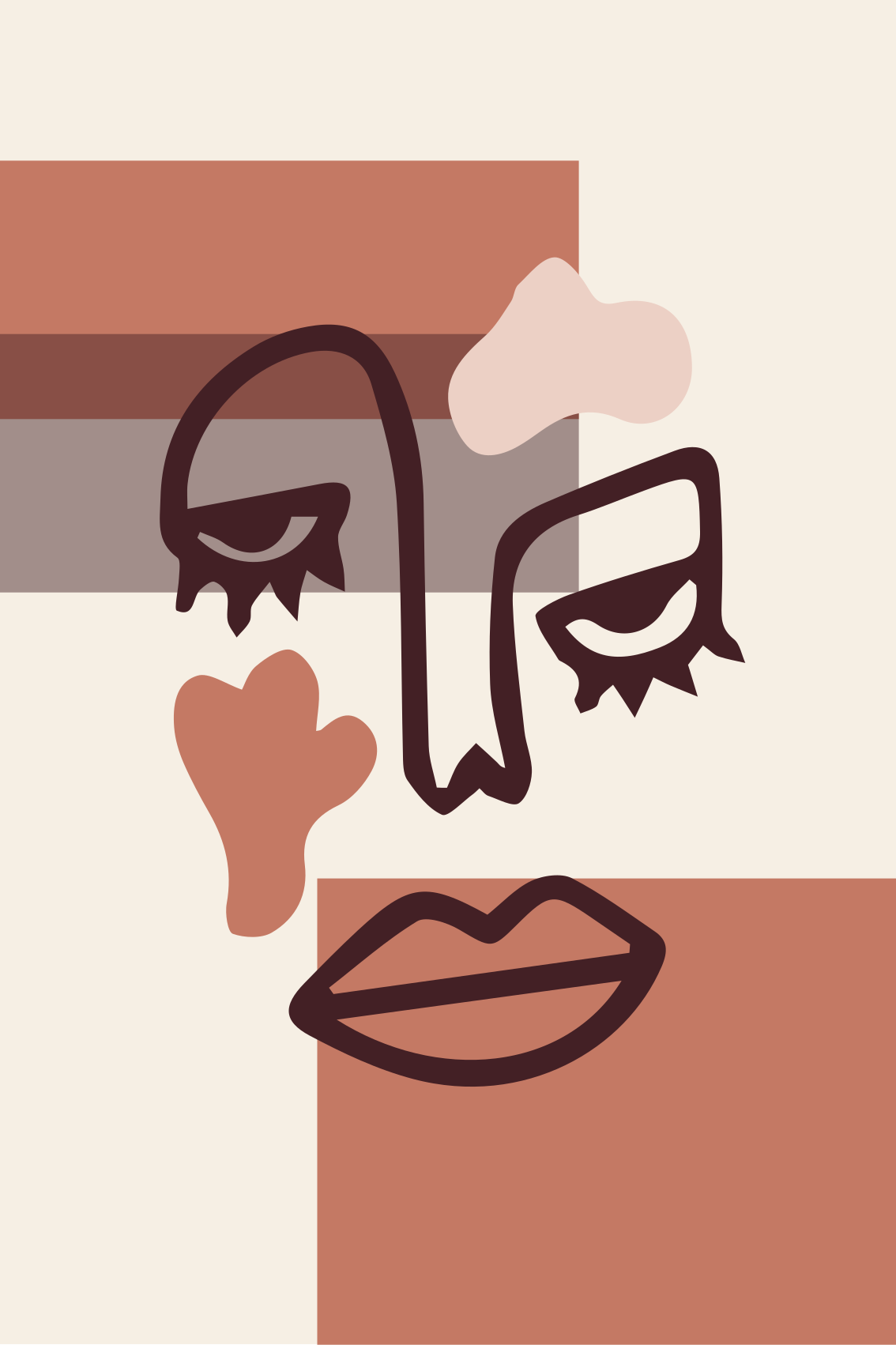 Geometric vinyl rug abstract woman face design - TenStickers