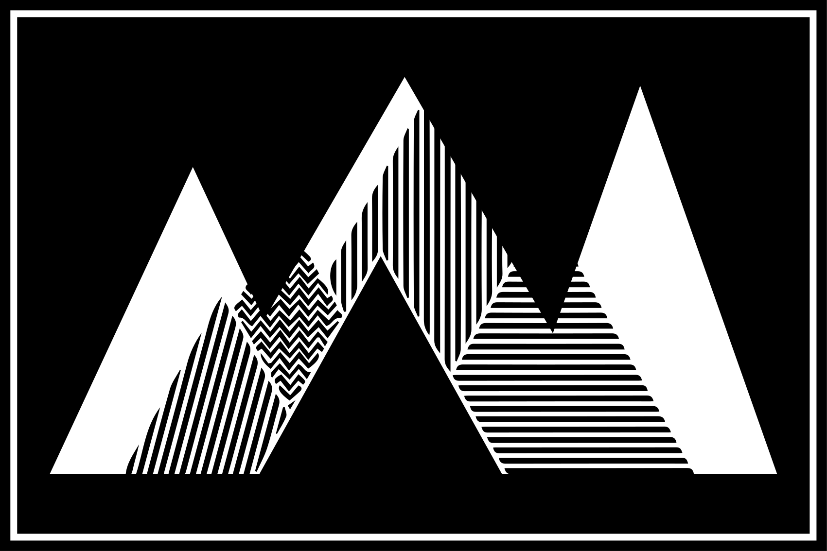 Kids vinyl rug black and white striped mountains - TenStickers