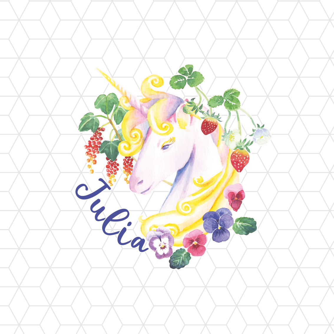 Kids vinyl rug featuring a unicorn head on tiles - TenStickers