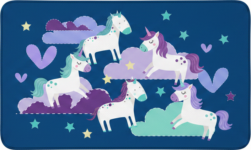 Kids vinyl rug cute unicorns clouds and stars - TenStickers