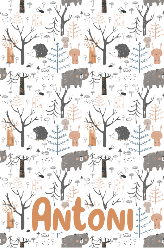 Kids vinyl rug scandinavian forest animals design - TenStickers