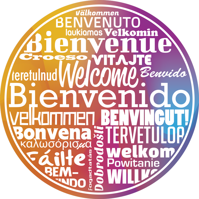 Welcome to multilingual entrance hall vinyl rug - TenStickers
