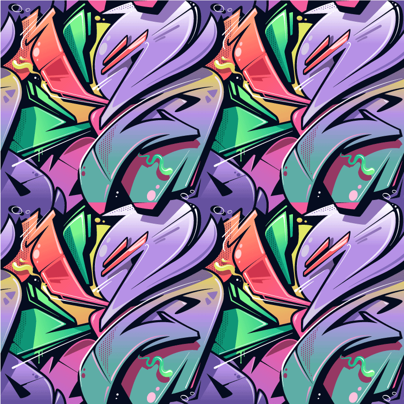 Entrance hall vinyl rug with vibrant graffiti art - TenStickers