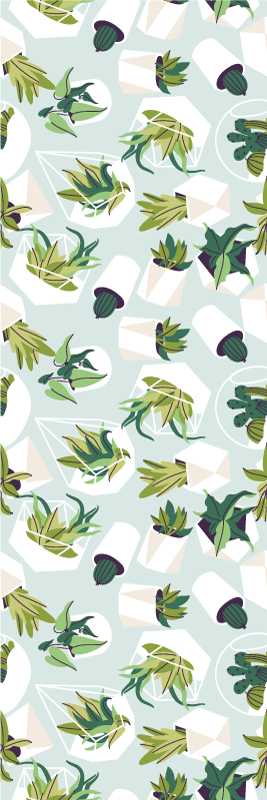 Living room vinyl rug green cactus - TenStickers