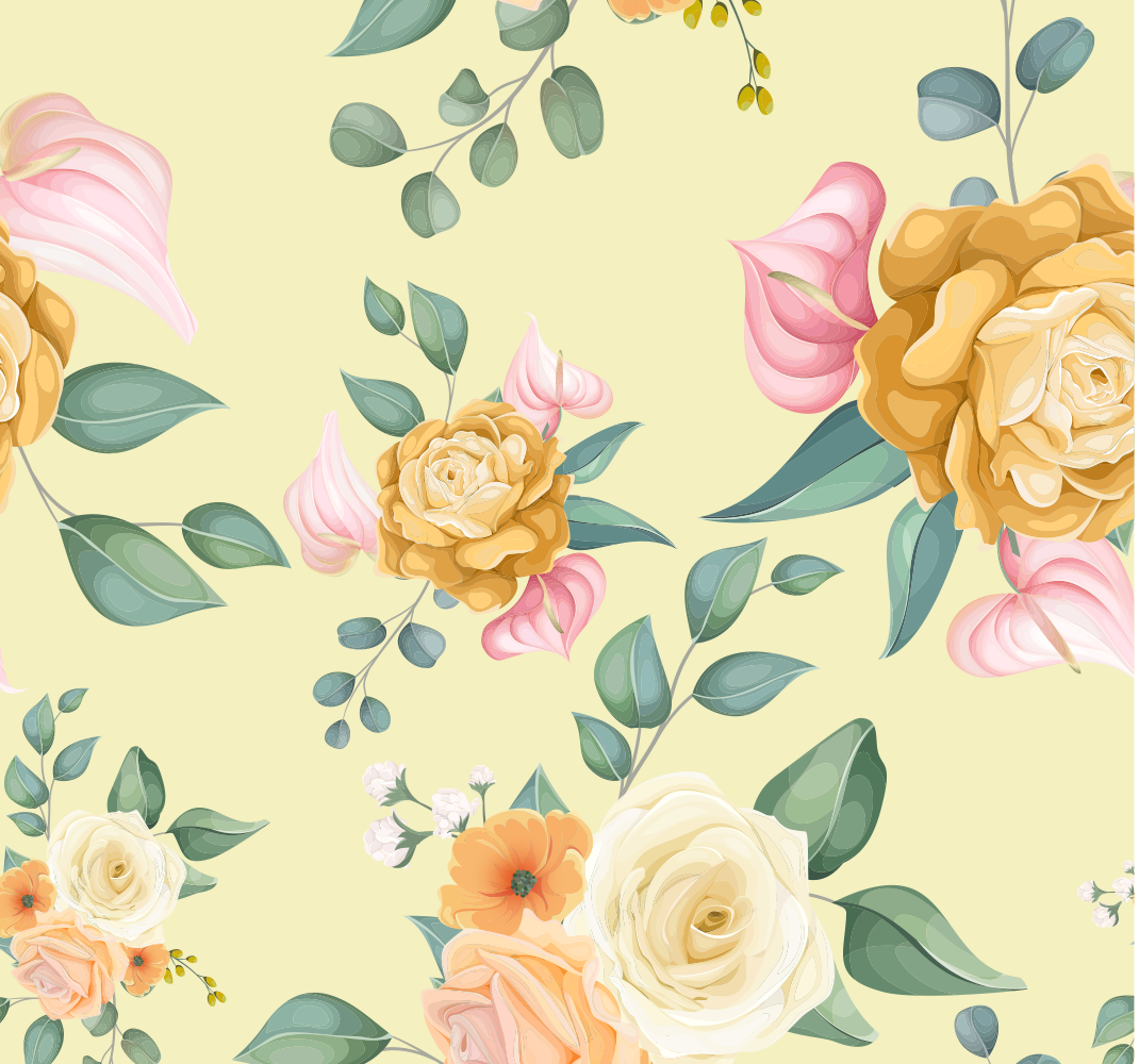 Living room vinyl rug yellow roses vintage style - TenStickers