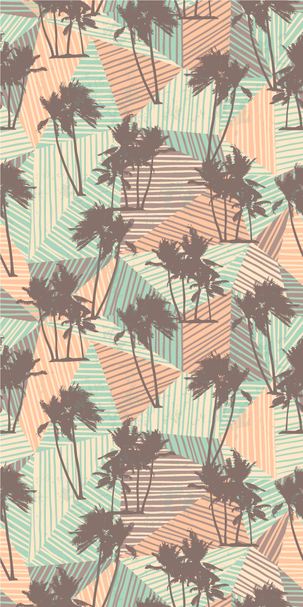 Living room vinyl rug with tropical palms and triangles - TenStickers