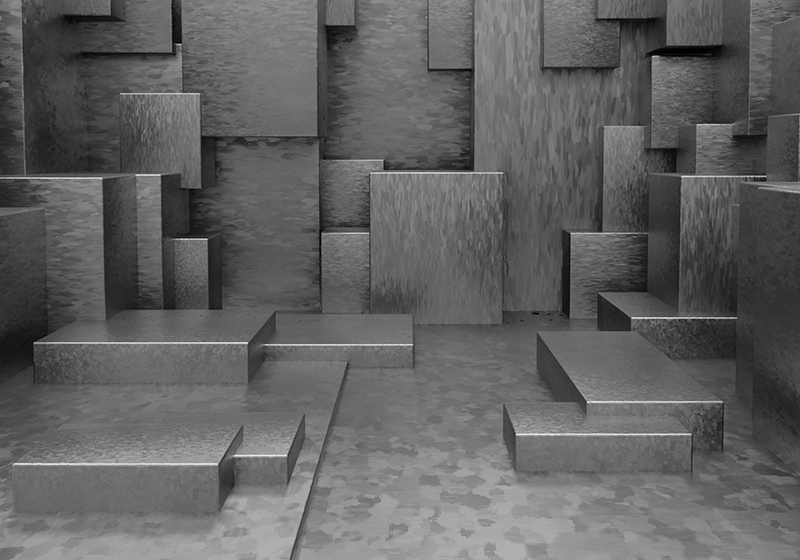 Grey vinyl rug geometric abstract blocks - TenStickers