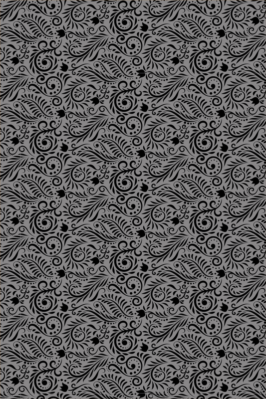 Grey vinyl rug with ornate swirl designs - TenStickers