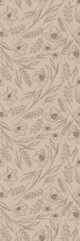 Beige vinyl rug in taupe floral design - TenStickers
