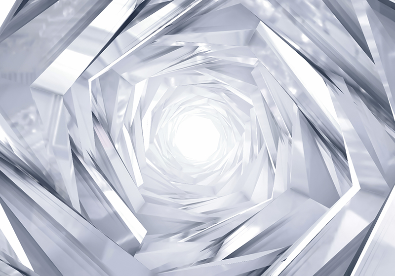 White vinyl rug abstract geometric tunnel - TenStickers