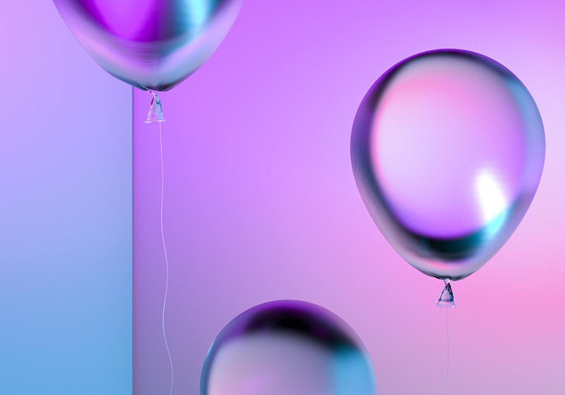 Purple vinyl rug with gradient balloon arrangement - TenStickers