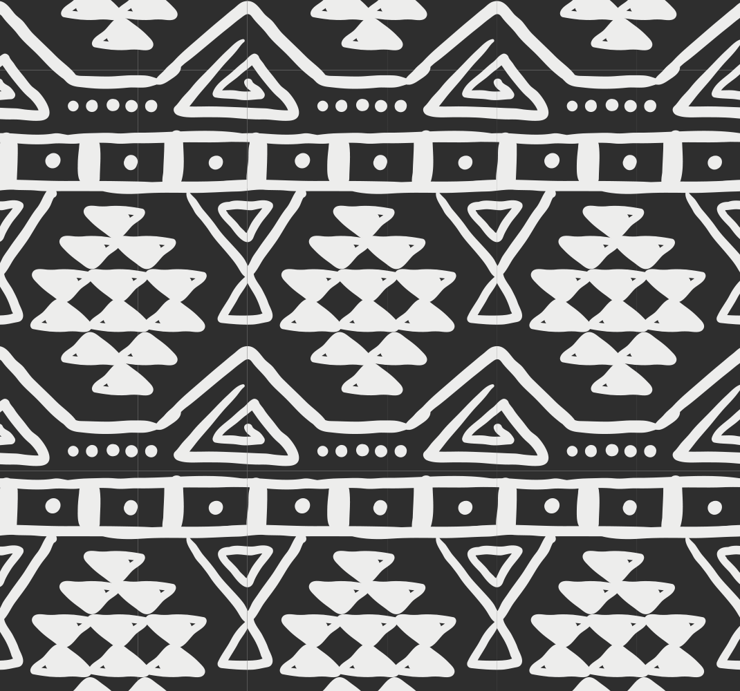 Black vinyl rug with black and white boho pattern - TenStickers