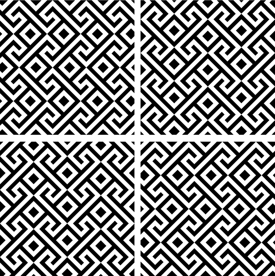 Black vinyl rug with intricate black and white pattern - TenStickers