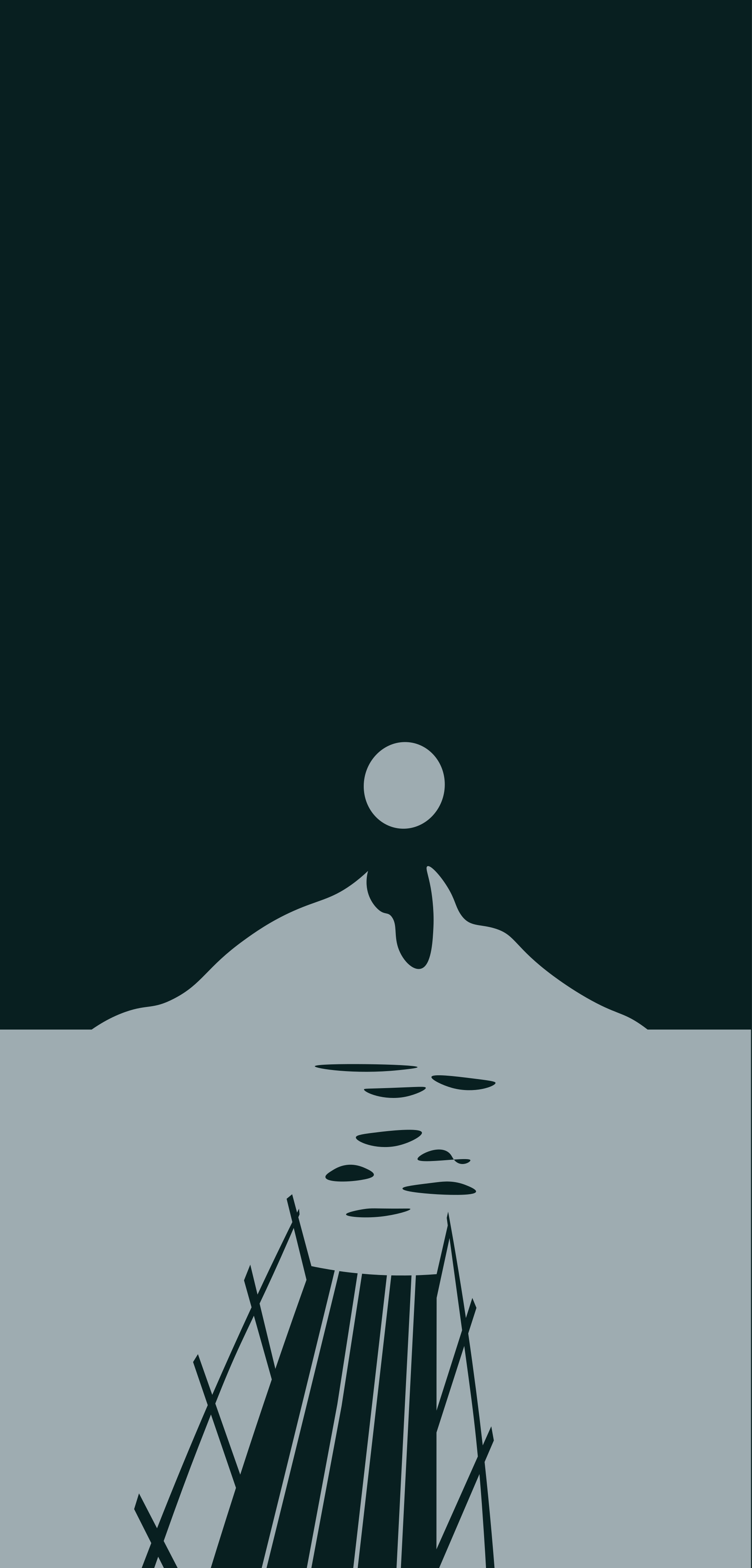 Black vinyl rug wooden dock to a lake with mountains - TenStickers