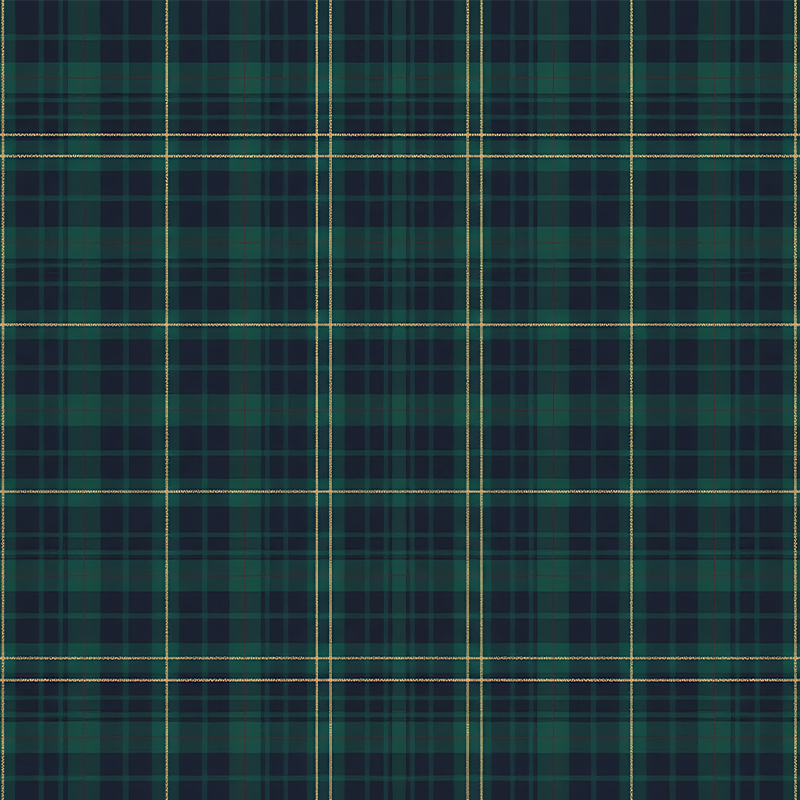 Green vinyl rug in dark green tartan pattern - TenStickers
