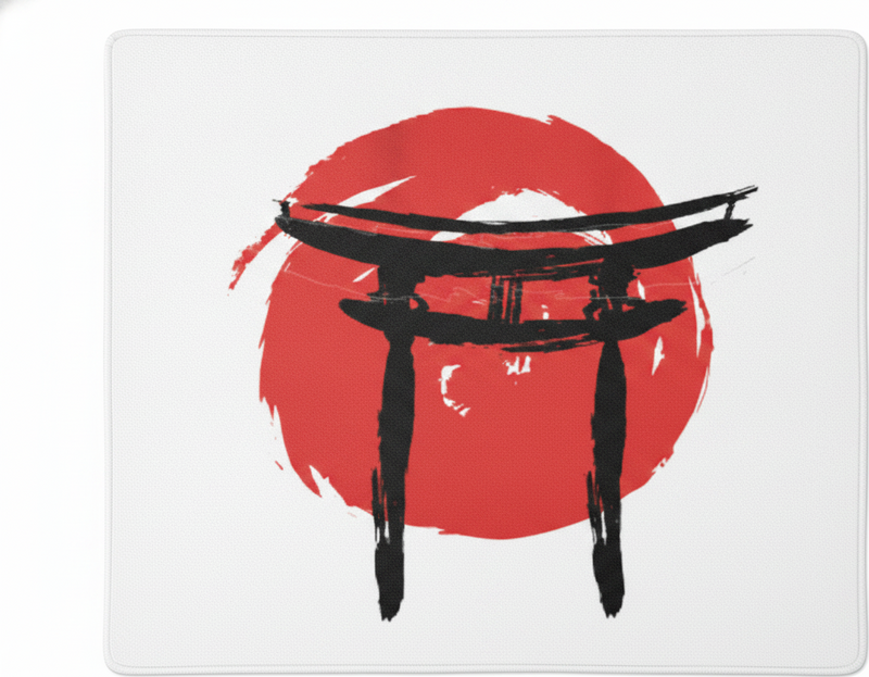Red vinyl rug with japanese-style painting - TenStickers