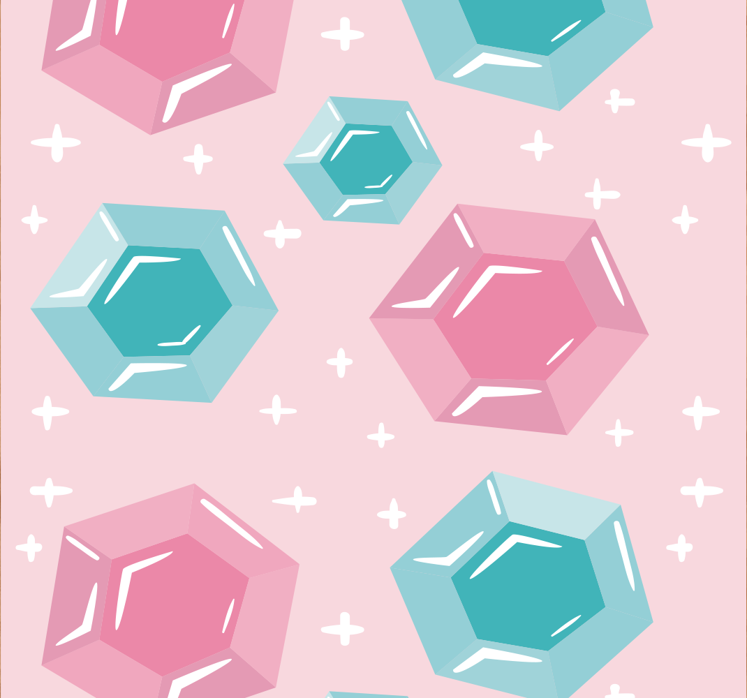 Pink vinyl rug with geometric jewel-toned shapes - TenStickers