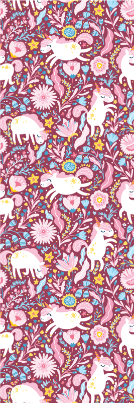 Pink vinyl rug with beautiful unicorn pattern - TenStickers