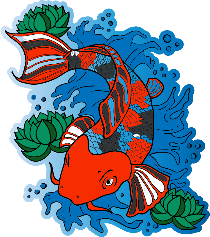Colorful Koi Fish Illustration animal mat - TenStickers