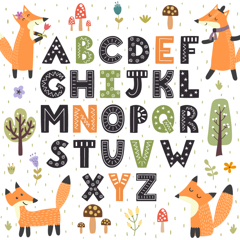 Alphabetical Forest Animals bedroom rug - TenStickers