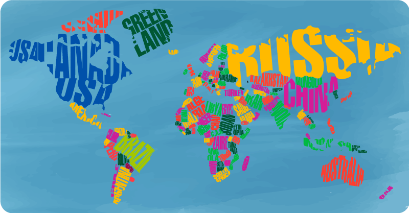 Colorful Map Montage world map vinyl rug - TenStickers