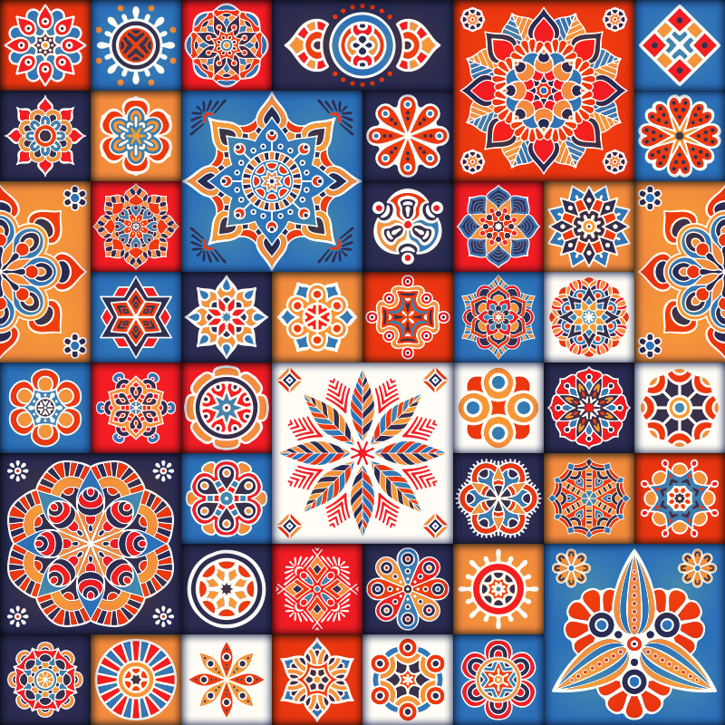 Mosaic Tilework geometric vinyl rug - TenStickers