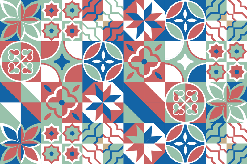 Colorful Tile Design tile vinyl rug - TenStickers