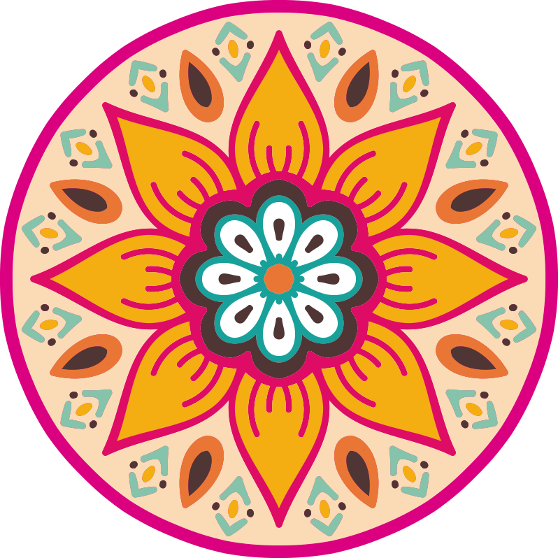Gorgeous round flower mandala vinyl rug - TenStickers