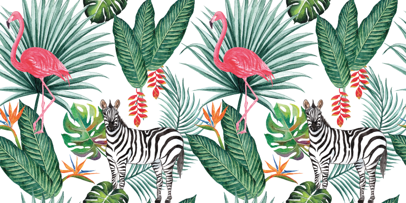 Tropical Wildlife animal vinyl rug - TenStickers